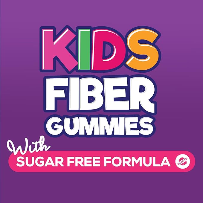Kids Fiber Gummies – Sugar-Free Prebiotic Fiber Supplement Supports Digestion, Regularity, & Immune Health – 4g Plant-Based Fiber, Raspberry Flavor – Vegan, Gluten-Free Gummy Bears – 60 Gummies
