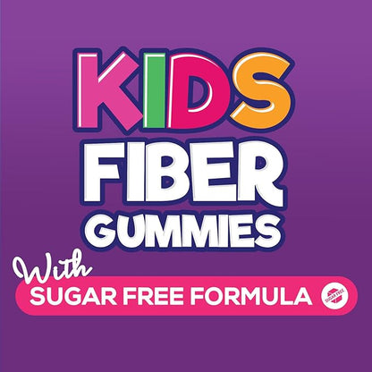 Kids Fiber Gummies – Sugar-Free Prebiotic Fiber Supplement Supports Digestion, Regularity, & Immune Health – 4g Plant-Based Fiber, Raspberry Flavor – Vegan, Gluten-Free Gummy Bears – 60 Gummies