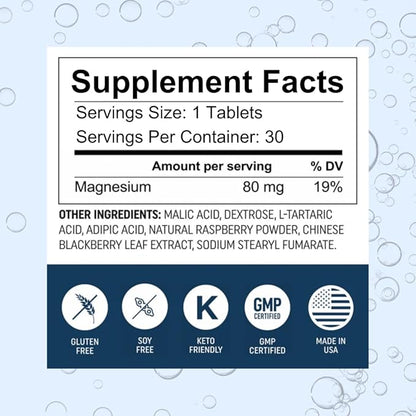 Molecular Hydrogen Tablets for Drinking Water with Magnesium | Highest Concentration H2 12,000 PPB | Energy Booster, Enhance Performance & Recovery | Made in USA, 30 Tablets (Raspberry)