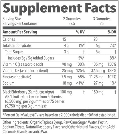 LifeSeasons Clinical Immunity - Elderberry Gummies - Supports a Healthy Immune System - 25 Elderberries Per Gummy - Maltodextrin-Free - Vitamin C, Vitamin D3, Zinc & Elderberry Extract - 75 Gummies