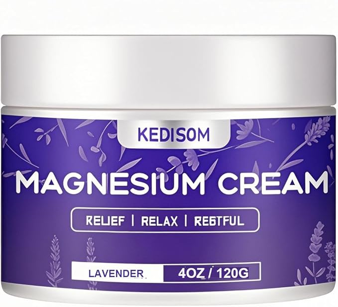 Magnesium Cream for Sleep 4Oz - Soothing Magnesium Lotion for Muscle Relaxation, Nighttime Cream Lavender, Topical Deep Hydration Shea Butter, Safe for Kids & Adults