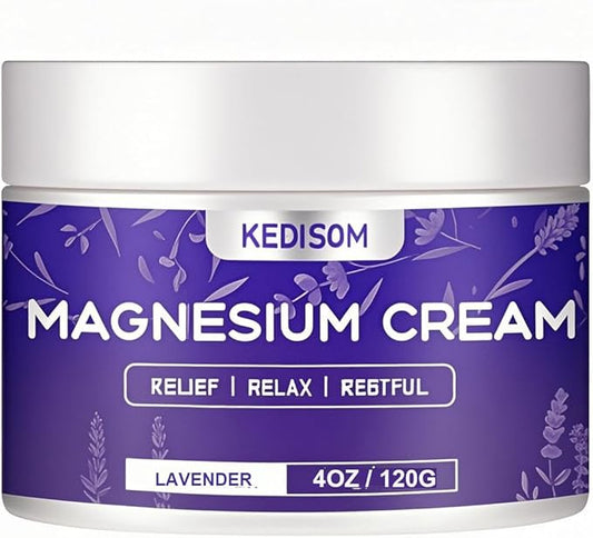 Magnesium Cream for Sleep 4Oz - Soothing Magnesium Lotion for Muscle Relaxation, Nighttime Cream Lavender, Topical Deep Hydration Shea Butter, Safe for Kids & Adults