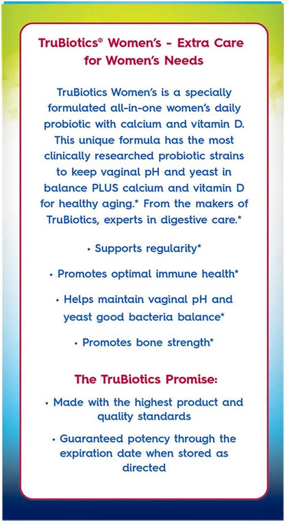 TruBiotics Probiotic for Women Probiotics for Digestive Health, Vaginal & Bone Health, Formulated with Bifidobacteria for Healthy Gut & Balanced pH, Daily Women's Probiotic Supplement, 30 Capsules