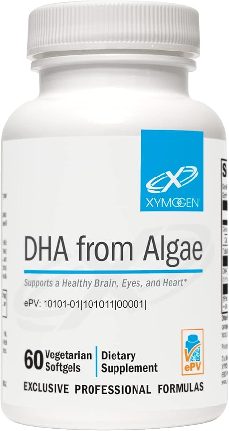 XYMOGEN DHA from Algae - DHA Omega-3 Supplement - Supports Brain, Eye, Heart + Immune Health (60 Softgels)