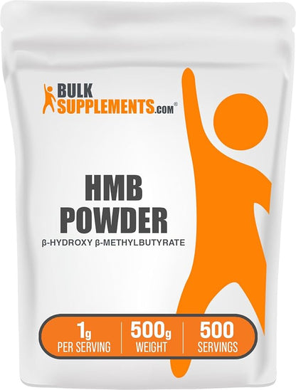 BulkSupplements.com HMB Powder - as Calcium HMB, Beta-Hydroxy Beta-Methylbutyrate - HMB Powder Supplements, Gluten Free - 1000mg per Serving, 500g (1.1 lbs) (Pack of 1)