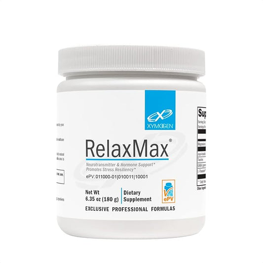 XYMOGEN RelaxMax Drink Mix - Promotes Relaxation + Stress Resiliency - Taurine Powder with Magnesium, Myo-Inositol, GABA, L-Theanine - Unflavored Mood Support Supplement (6.35 oz)