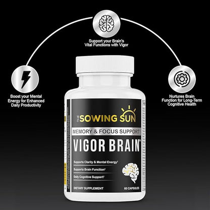 Vigor Brain Premium Nootropic Supplement – Concentration, Brain & Memory Support – Formulated with 40 Unique Nootropic Ingredients: DMAE, Choline, Phosphatidylserine, Bacopa Monnier & Huperzine A (1)