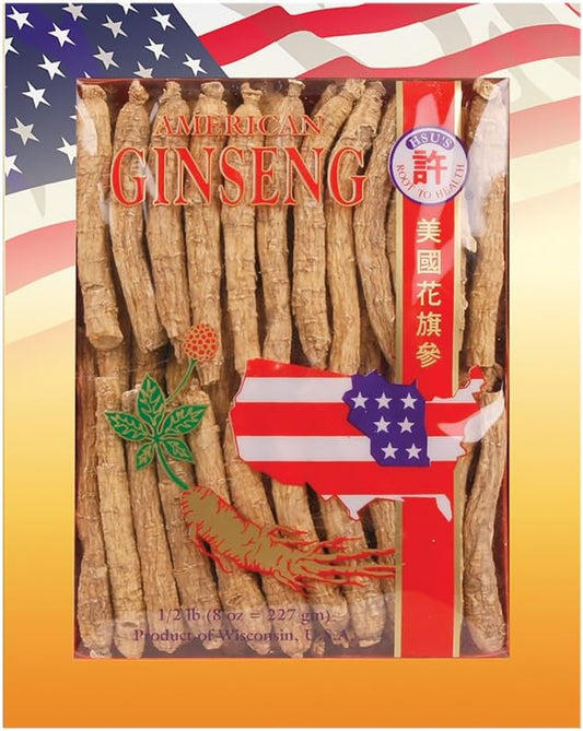 SKU #0104-8, Hsu's Ginseng Long Small #1 Cultivated American Ginseng Roots (8 oz = 227 gm/Box), 0104-8, 0104.8