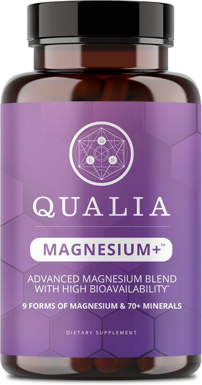 QUALIA MAGNESIUM+ | Doctor-Formulated Premium Magnesium Formula | High Bioavailability From 9 Forms Of Magnesium & 70+ Minerals | Relax Mood, Calm Nervous System, Muscle Relaxation & Exercise Recovery