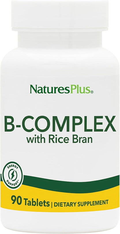 NaturesPlus B-Complex with Rice Bran - 90 Tablets - Vegetarian, Gluten Free - 90 Servings