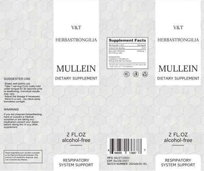 Mullein Leaf. Tincture Drops. 2fl oz. Alcohol Free. Liquid Extract. Vegan. Non - GMO & GMO Free. Herbal Supplement. Organic. Lung Cleanse.Immune, Respiratory Support. Detox