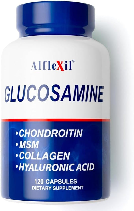 Alflexil Premium Glucosamine & Chondroitin Nutritional Supplement - Healthy Joint, Bone & Knee Support - Rich In MSM & Collagen - Organic natural Ingredients - Made In USA - 120 Capsules