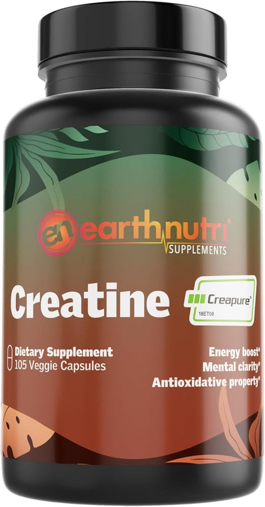 Creatine Monohydrate Supplement - Micronized for Maximum Absorption – Supports Muscle Growth, Strength & Recovery – Unflavored - Easy to Swallow 105 Capsules (5000mg Per Serving - 7 Caps)