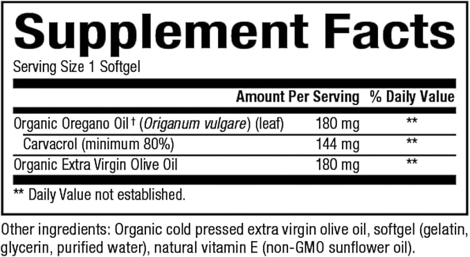 Natural Factors - Oil of Oregano 180mg, With Extra Virgin Olive Oil, 60 Count