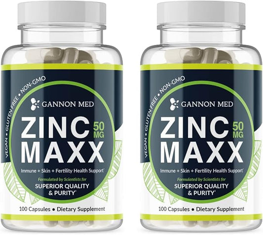 Zinc Supplements - Immunity + Skin + Reproductive Health Minerals - Zinc Chelate Immune Booster for Kids & Adults (2 Pack, Zinc MAXX)