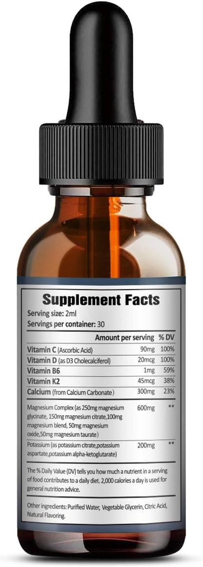 (2 Packs) Potassium Magnesium Supplement Liquid Drops - 200mg Potassium & 600mg Triple Complex Magnesium Glycinate Liquid Citrate Oil High Absorption Potasio Support Bone, Muscle, Leg Cramps