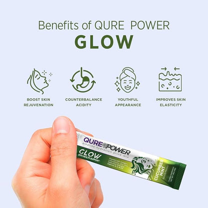 QURE Alkaline Skin Glow for Youthful Radiance and Skin Hydration-Alkaline Antioxidant Blend- Collagen, Vitamin C, Hyaluronic Acid, Aloe Vera