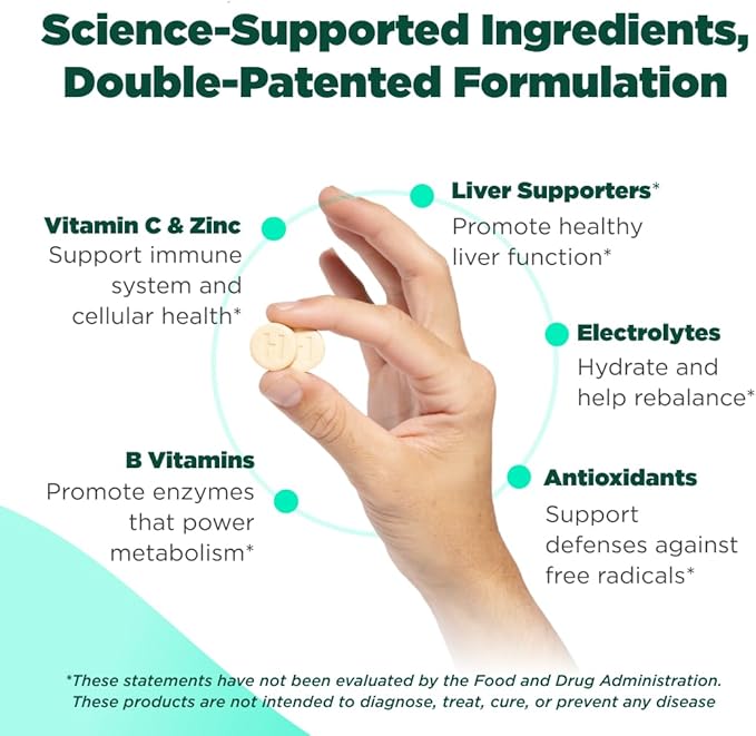 The Anytime You Drink Vitamin, Liver Health & Immunity Support with Electrolytes, Milk Thistle, and Vitamins B & C - 40 Chewable Tablets (20 Servings), Vegan, Green Apple