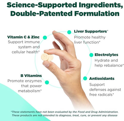 The Anytime You Drink Vitamin, Liver Health & Immunity Support with Electrolytes, Milk Thistle, and Vitamins B & C - 40 Chewable Tablets (20 Servings), Vegan, Tangerine