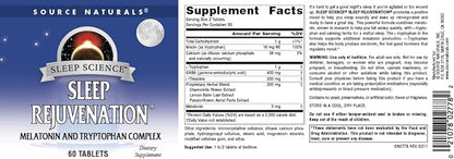 Source Naturals Sleep Science Sleep Rejuvenation, Melatonin and Tryptophan Complex for Restful Sleep Support* - 60 Tablets