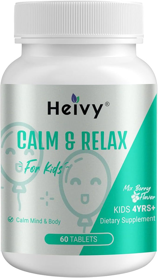 Kids Calming Supplement, Contains Magnesium Glycinate & Vitamin B6, Support Kids Calm & Relax, Calm Mind and Body, Berry Flavor for Kids Age 4+ (60 Servings)