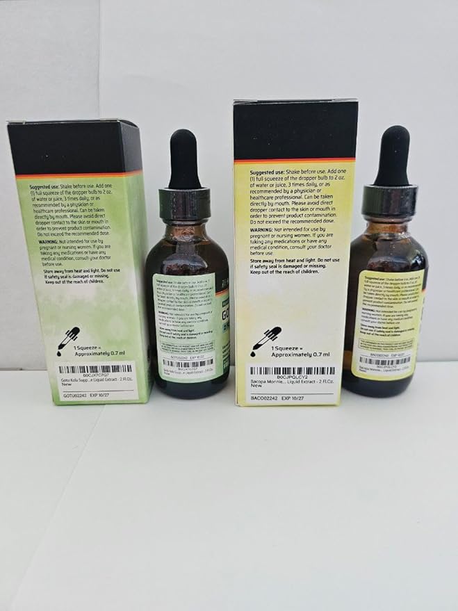 BIO KRAUTER Gotu Kola Tincture 2 Fl. Oz. & Bacopa Tincture 2 Fl. Oz.