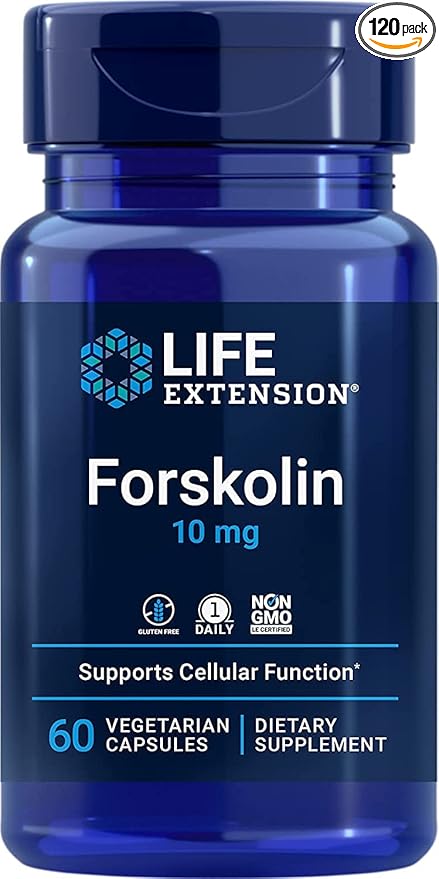 Life Extension Forskolin 10 mg, 60 Vegetarian Capsules (Pack of 2)