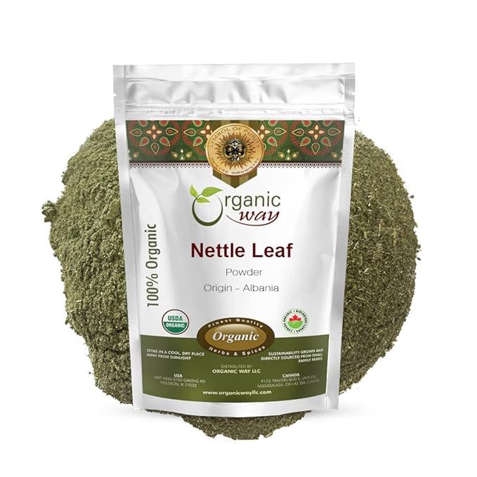 Organic Way Nettle Leaf Powder (Urtica dioica) - Herbal Tea | Organic & Kosher Certified | Raw, Vegan, Non GMO & Gluten Free | USDA Certified | Origin - Albania (1LBS / 16Oz)