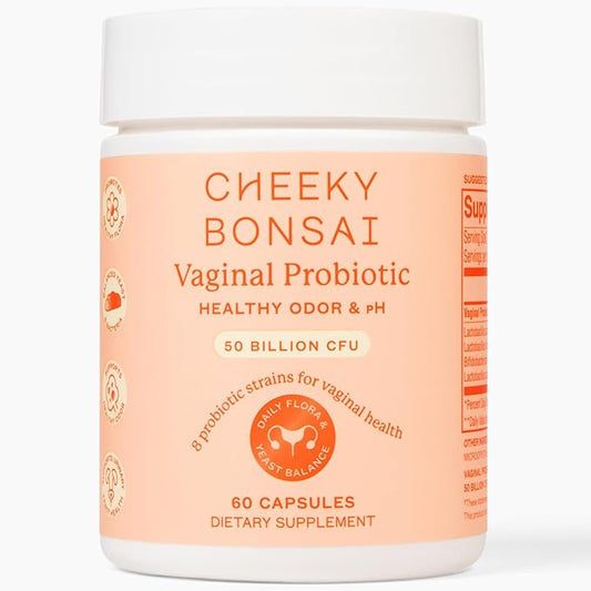 Cheeky Bonsai Vaginal Probiotic for Women pH Balance with Maximum Support 50 Billion CFU Probiotics - 8 Unique Strains for Her - Lactobacillus Blend - 60 Cap