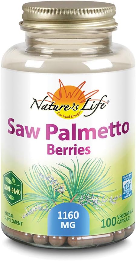 Nature's Life Saw Palmetto Berries 1160 mg | Healthy Prostate, Urination Frequency & Hair Health Support | Non-GMO | 100 Vegetarian Capsules