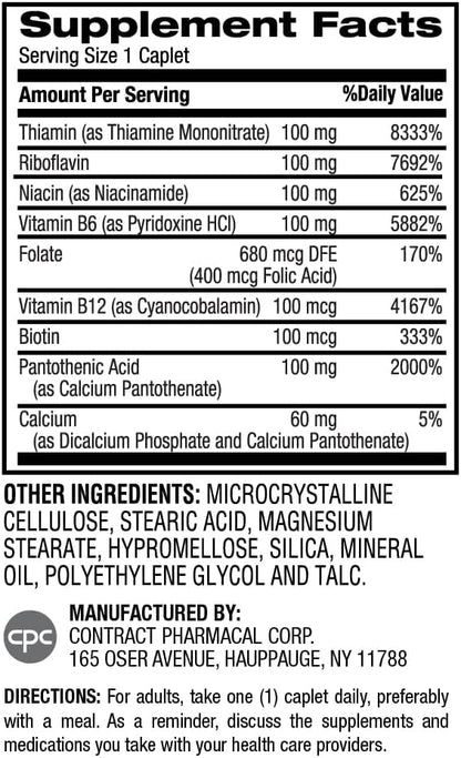 Earth's Splendor Vitamin B Complex – Supports Energy, Metabolism, and Immune Function – Complete B-Vitamin Formula for Men & Women, 60 Tablets, 2-Month Supply