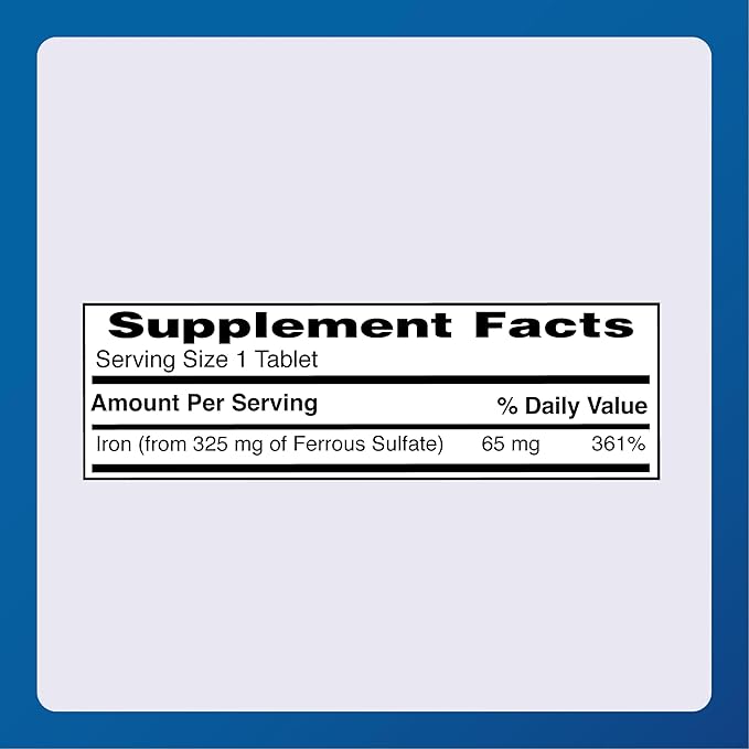 Major Ferosul - Ferrous Sulfate 325mg Tablets with 65mg of Elemental Iron - Iron Supplement for Women, Men - Red - 100 Tablets - Pack of 1
