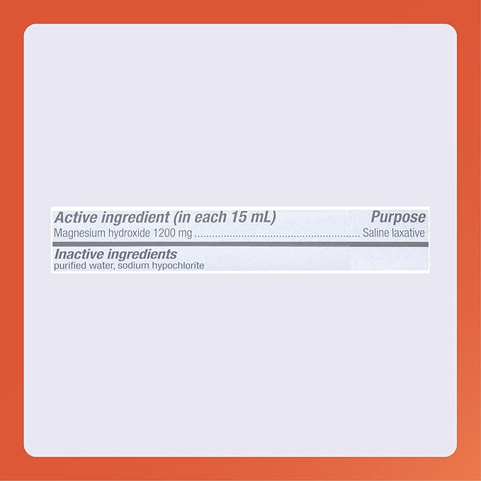 Rugby Milk of Magnesia Magnesium Hydroxide Saline Laxative - Stimulant-Free, Cramp-Free, Sugar-Free - Original Flavor -12 Fl Oz