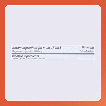 Rugby Milk of Magnesia Magnesium Hydroxide Saline Laxative - Stimulant-Free, Cramp-Free, Sugar-Free - Original Flavor -12 Fl Oz