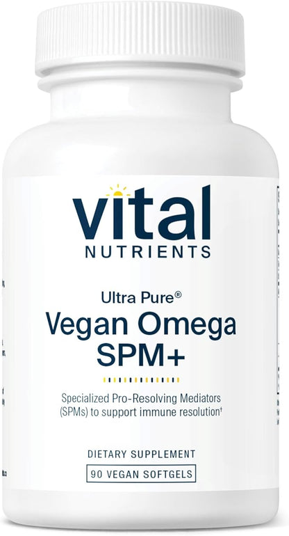 Vital Nutrients Ultra Pure® Vegan Omega SPM+ | Vegan Specialized Pro-Resolving Mediators (SPM) Omega-3 Supplement | Minor Joint Discomfort Relief* | Gluten, Dairy, Soy Free, Non-GMO | 90 Mini Softgels