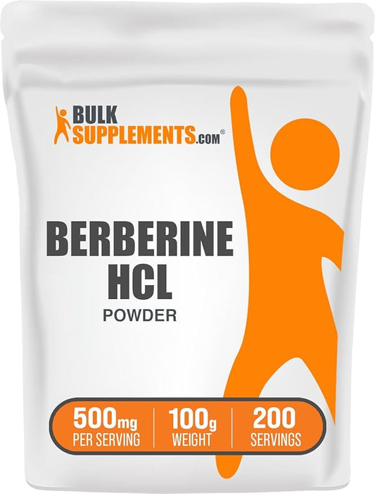 BulkSupplements.com Berberine HCl Powder - Berberine Supplement, Berberine 500mg, Berberine Powder - Gluten Free, 500mg per Serving, 100g (3.5 oz) (Pack of 1)