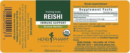 Reishi Mushroom Liquid Extract Drops Immune System Builder, 4 Oz