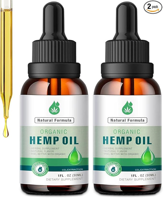 2 Pack Hemp Oil Organic Premium - 2,800,000 Maximum Strength - 100% Natural Hemp Drops Tincture - Hemp Oils with Vegan, Non-GMO Grown