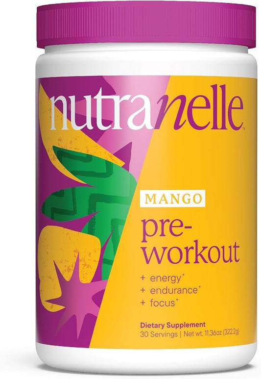 Nutranelle - Mango Pre-Workout - Energy Support - Pre Workout Powder - Natural Caffeine - Enhanced Focus - 11.36 oz