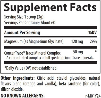 Trace Minerals Magnesium Glycinate 120mg - Drink Mix to Support Healthy Digestion & Muscles - Immune System Support Powder - Magnesium Supplement to Aid Healthy Sleep - Grape, 180g (60 Servings)