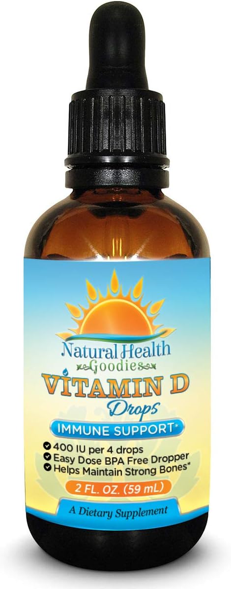 Vitamin D Drops for Baby, Kids and Adults - Pure Liquid D3 - Easy Dose Dropper - 2 Ounce Supply from Natural Health Goodies