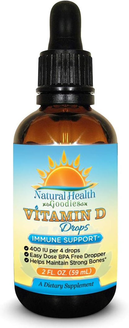 Vitamin D Drops for Baby, Kids and Adults - Pure Liquid D3 - Easy Dose Dropper - 2 Ounce Supply from Natural Health Goodies