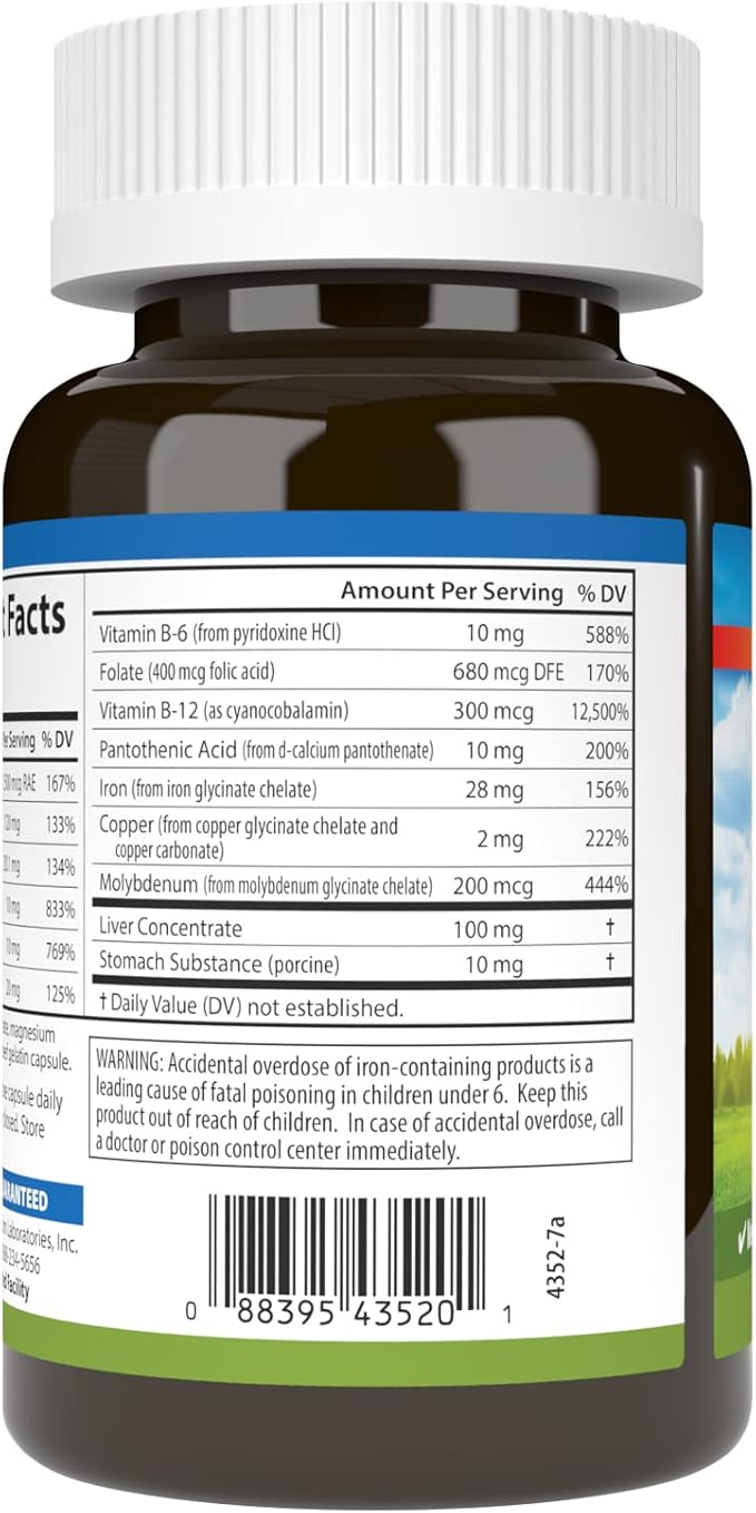 Carlson - Women's Iron Restore, 28 mg Iron + B Vitamins, Menstrual Support, Iron Absorption & Women's Health, 180 Capsules