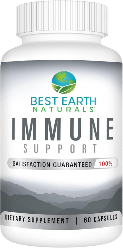 Best Earth Naturals Immune Support Supplement - Multi Vitamins for Adults with Vitamin C 30mg, Vitamin E 30 Iu, Turmeric, Mushroom, Garlic Supplement & More - 60 Capsules