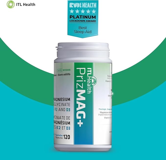 ITL Health Pure Magnesium Bisglycinate VIT K2 D3, 120 CT