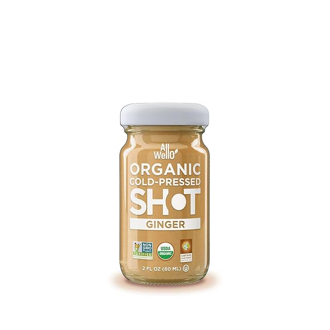 AllWellO Cold-Pressed Ginger Shot, 60 mL, USDA Organic Booster with Natural (6 Pack)