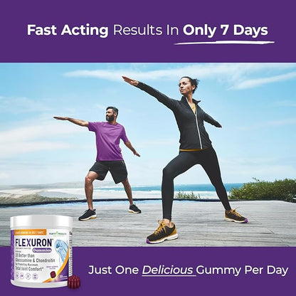 Purity Products Flexuron Gummies Joint Formula 3X Better Than Glucosamine and Chondroitin - Starts Working in just 7 Days - Krill Oil, Low Molecular Weight Hyaluronic Acid, Astaxanthin - 30 Ct (1)