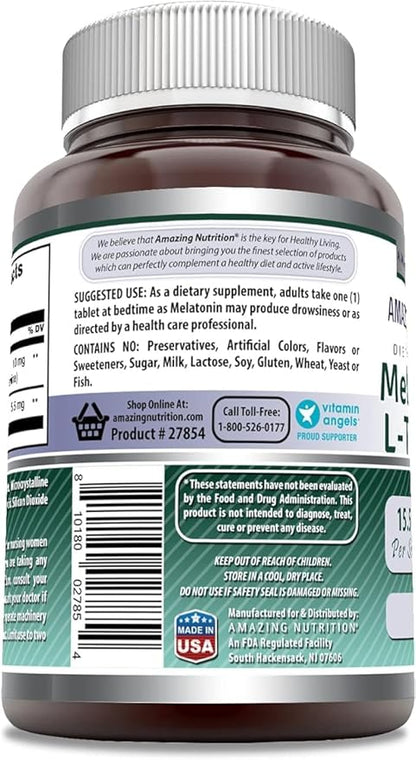 Amazing Formulas Melatonin 10 Mg Plus L-Theanine 5.5 Mg Supplement | 120 Tablets | Non-GMO | Gluten Free | Made in USA | Pack of 2