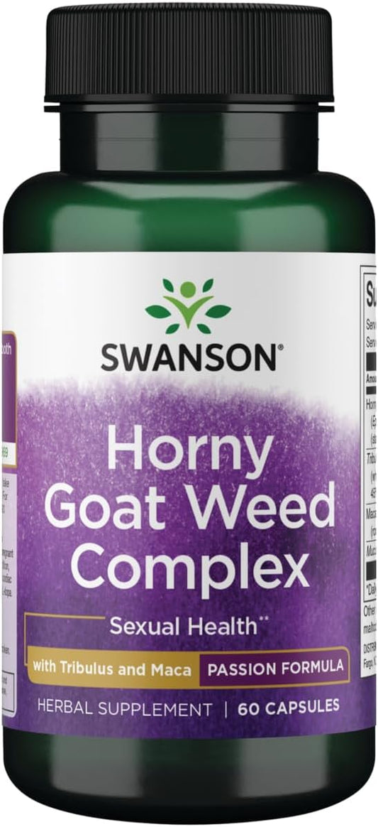 Swanson Horny Goat Weed Complex - with Tribulus and Maca - 60 Capsules (1 Pack)