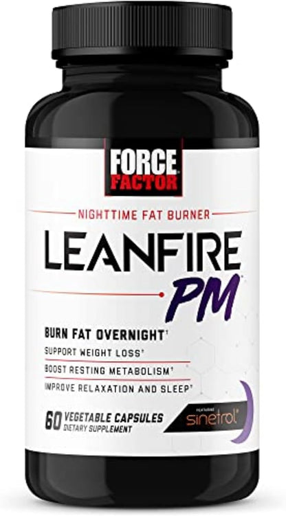 Force Factor LeanFire PM Weight Loss Pills for Women & Men, Fat Burner & Overnight Weight Loss Pills to Burn Fat, Boost Metabolism, Improve Sleep, Powerful Formula for Incredible Results, 60 Capsules